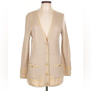 Tory Burch Cream and yellow long cardigan sweater